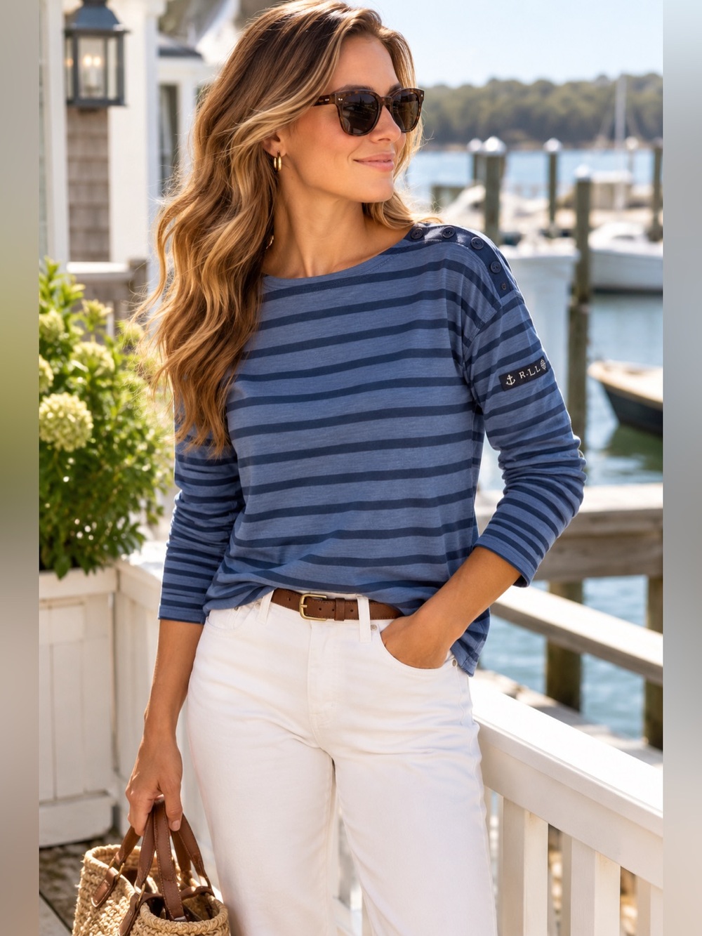 Vintage Y2K Lauren Jeans Co Ralph Lauren Striped Nautical Top S